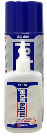 Mitreapel Colla Superka 100 gr con attivatore per colla spray 400 ml - cianoacrilato colla per fai da te e costruzione, 1 confezione