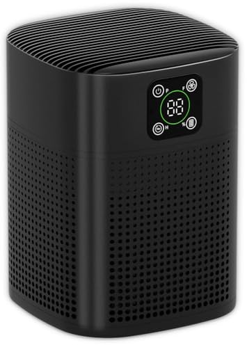 OUNEDA HY1800 Pro Air Purifier for Bedroom & Home, 360° Air Intake, H13 HEPA Air Cleaner for Smoke, Pet Dander & Odours, Quiet Sleep Mode, 9H Timer, Black