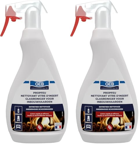 GEB Propfeu nettoyant vitre d'insert de cheminées et poêles - Action rapide et efficace - Aérosol 500ml, Jaune (Lot de 2)