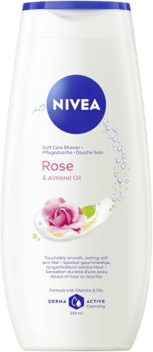 NIVEA Rose & Almond Oil Pflegedusche, pH-hautneutrales Duschgel mit Mandelöl, feuchtigkeitsspendende Cremedusche mit verwöhnendem Rosenduft (250 ml)