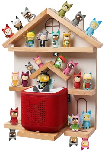 Gieanoo für Tonie Regal, Weiß Hausform Wandregal Kompatibel Toniebox 2 & 1 | Magnetische Tonie Aufbewahrung aus Kiefernholz für 30–40 Tonies, Weiß Tonie Figuren Regal Kompatibel mit Toniebox 2/1