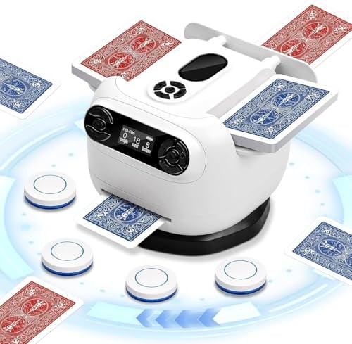 Automatischer Kartenmischmaschine und Austeiler, kartenmischer elektrische | kartenmischmaschine elektrische, karten mischgerät mit austeilen für 360° Rotation, für UNO, Blackjack, Texas Hold'em