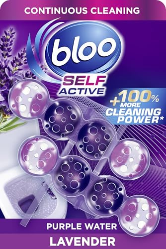 Bloo Self Active Toilet Rim Block & Bowl Cleaner, Lavender, Pack of 2 | Hanging Toilet Bowl Cleaner, 100% More Cleaning Power, Dirt Removal, Anti-Limescale, Fresh Scent