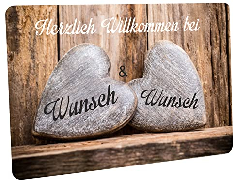Crealuxe Personalisierbare Fußmatte - 2 Steinherzen - Türmatte mit Wunschtext, Name oder Motiv – rutschfest – 60x40 cm – Türvorleger für Innen & Außen – Einzug, Hausflur oder Büro