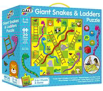 Galt Toys, Giant Snakes and Ladders Puzzle, Jigsaw and Board Game for Kids Age 3+
