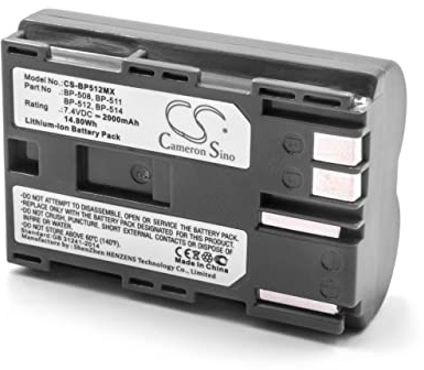 vhbw 1x batteria compatibile con Canon EOS D30, D60, 5D, Digital Rebel, 10D, 300D, 50D, 20Da, 40D, 20D, 30D fotocamera (2000mAh, 7,4V, Li-Ion)