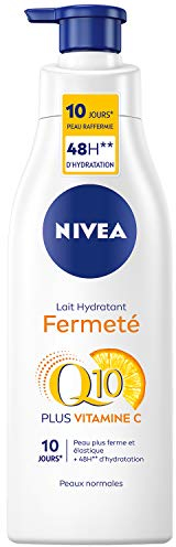 NIVEA Leche Hidratante Firmeza Q10 + Vitamina C Pieles normales (1 x 250 ml), Leche corporal enriquecida con Co-Enzima Q10 & Vitamina C, Leche corporal para una piel más firme