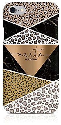 Tirita Personalised Compatible with iPhone 6 & 6s Hard Case Cover PRINTED GLITTER, NOT REAL GLITTER Animal Print Snake Rose Gold Leopard Skin Giraffe Tiger Africa Custom Initials Name Bling