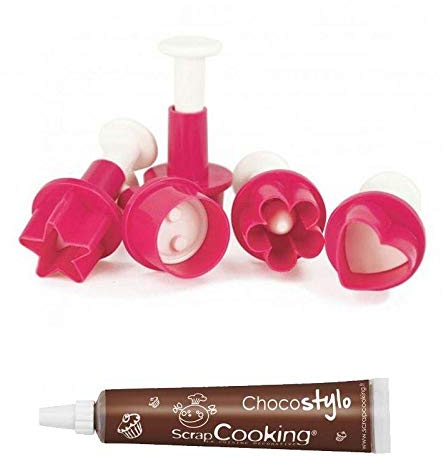 5 Sugar Paste Cutters + Edible Chocolate Pen