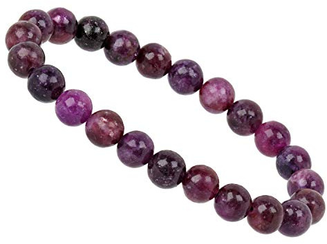 ELEDORO Handgefertigtes Edelstein Perlen Stretch Armband - Echte Steine 8mm (Lepidolith)