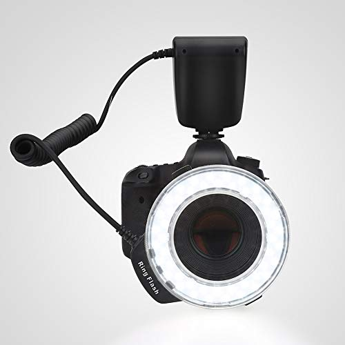 Flash Anulare Macro Portatile,Flash Anulare LED con 8 Adattatori Anulari 4 Filtri,Luce di Riempimento della Batteria per Fotocamera Reflex