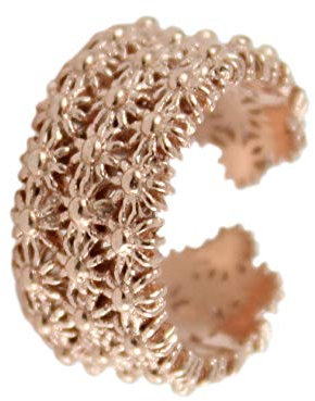 PS Anello Fede Sarda nuorese in Argento Placcato Oro Rosa Traforata Tre File Fascia Aperta Regolabile (18)