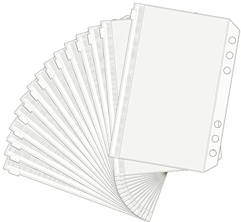 HAUTOCO 15 Stück Klarsichthüllen A5 Binder Taschen Reißverschluss, 6 Löcher Klare Wasserdicht Prospekthüllen Dokumententasche Ordnertaschen Geldumschläge für A5 Ringordner Notebook-Binder