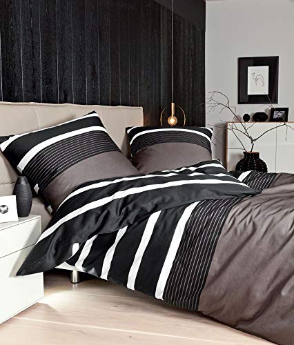 Janine Mako-Satin Kissenh??lle einzeln J. D. 8468 Nougat-schwarz 40x80cm