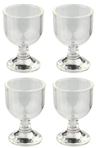 Dolls House 4 Empty Stem Wine Glasses Miniature Bar Dining Room Accessory 1:12