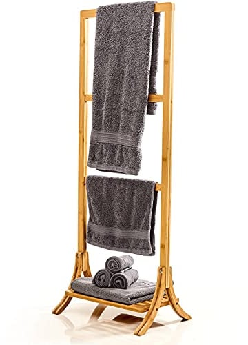 bambuswald© Portasciugamani, 100% in Bambù, Portasciugamani, Appendiabiti, Scala Portasalviette, Accessorio per il Bagno, Aste per Asciugamani