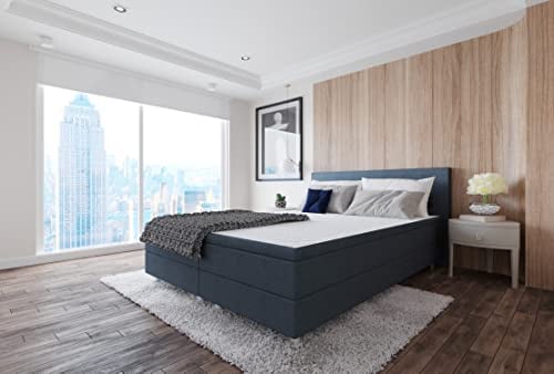 Best For Home Boxspringbett | Doppelbett mit 7-Zonen Bonnell-Federkernmatratze und Topper | Boxspringbett 90x200 mit Stauraum für Schlafzimmer | In verschiedenen Größen und Farben erhältlich