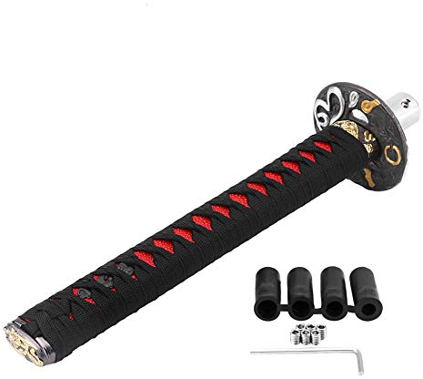 aqxreight - Schaltknauf-Schwert, Universal Japanisches Samurai-Schwert Auto Schalthebelknauf Shifter mit 4 Adaptern(Schwarz und Rot)