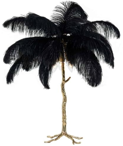Casa Padrino Luxus Tischleuchte Palme Schwarz/Gold 75 x 75 x H. 80 cm - Moderne Tischlampe im Palmen Design - Luxus Leuchten - Luxus Qualität
