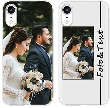 Yoedge Personalisierte Handyhülle für Apple iPhone XR Hülle Personalisiert 6,1, Weiß Hülle mit Eigenem Foto Bedrucken Bild Text Individuelle Schutzhülle, Selbst Gestalten Handyhülle für iPhoneXR