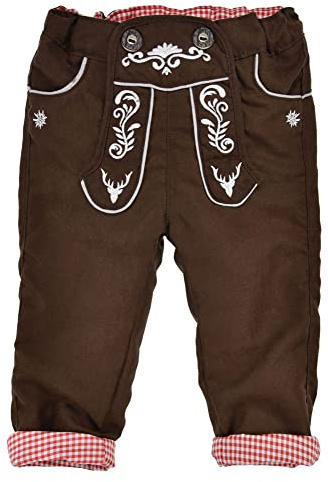 Bondi Baby-Trachten Laufhose gefüttert in Lederhose-Look Trachtenmode für Babys & Kleinkinder