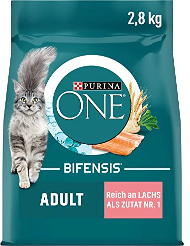 PURINA ONE BIFENSIS Adult Katzenfutter trocken, reich an Lachs, 4er Pack (4 x 2,8kg)