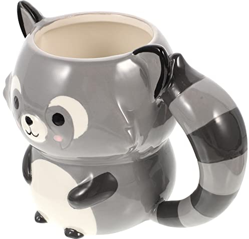 BESTonZON Cute Raccoon Ceramic Coffee Mug - Novelty Animal Shaped Cup With Handle for Home, Office, Kids, and Coffee Lovers