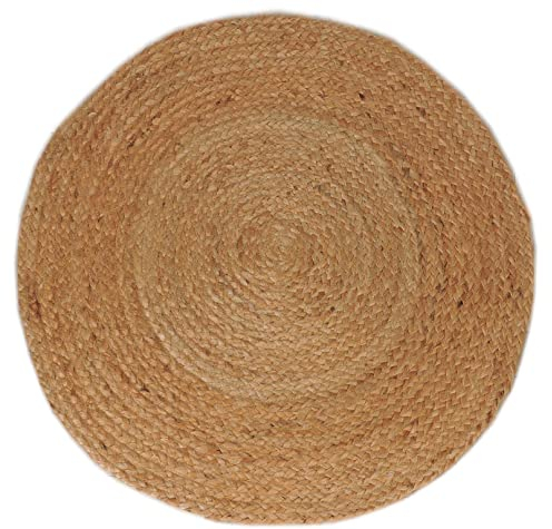 Atout Ciel Runder Teppich aus natürlicher Jute, Durchmesser 80 cm, Beige