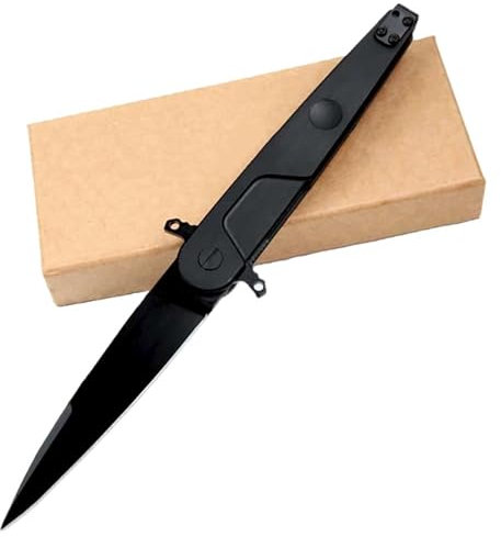 Klappmesser 9 Taschenmesser Praktisch Aus Edelstahl N690 & Alu, Outdoor Survival Messer Camper Jagdmesser Robust Tanto, Scharfes Einhandmesser mit Knopfdruck, EDC Messer mit gürtelclip, Scheide