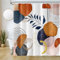 Uiiooazy Rideau Douche Abstrait, Rideau de Douche Anti Moisissure 240x180cm Terracotta Géométrique Feuilles Bleu Rideaux de Baignoire Tissu Lavable Imperméable Rideaux Salle de Bain avec 12 Crochets