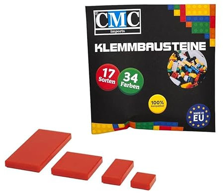 CMC imports 120 Klemmbausteine Fliesen Tiles 34 vers. Farben zur Auswahl Bausteine 1x1 1x2 2x2 2x4 Kacheln Noppen Kompatibel (620 - Rot)