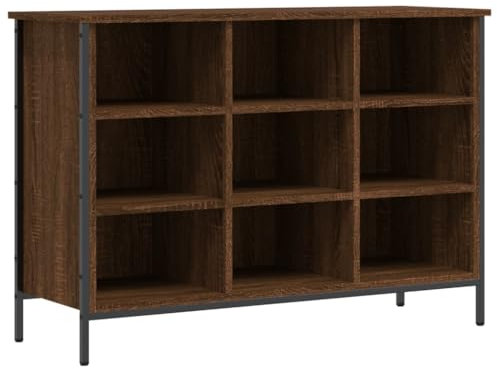 vidaXL Schuhregal, Schuhschrank mit Metallbeinen, Schuhaufbewahrung mit viel Stauraum, Flur Schrank Schuhablage Schuh Organizer, Braun Eichen Optik Holzwerkstoff