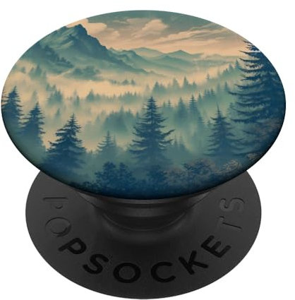 Foggy Forest Pine Tree Woods Green Nature PopSockets Adhesive PopGrip