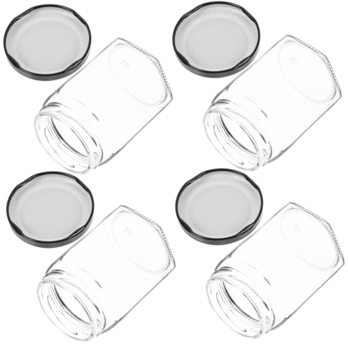 Milisten 4 Piezas botella de miel de vidrio contenedor de miel recipiente de café de vidrio recipientes para alimentos jarabe frascos con tapas tarro dispensador de miel con cubierta envase