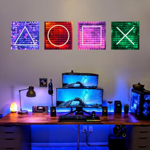 3D Game Wall Stickers - Gaming Poster,Wall Sticker for Bedroom for Boys,Xbox Playstation Wall Stickers,Video Game Wall Decals for Kids Bedroom Accessories Nursery Decoration Gift (4Pcs-C)