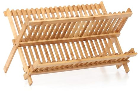Escurridor De Platos, Escurridor De Platos De Bambú De 18.5 X 8.46 Pulgadas, Escurridor De Platos Plegable Con Soporte Para Utensilios, Escurridor De Platos De Madera, Escurridor De Platos Que Ahorra