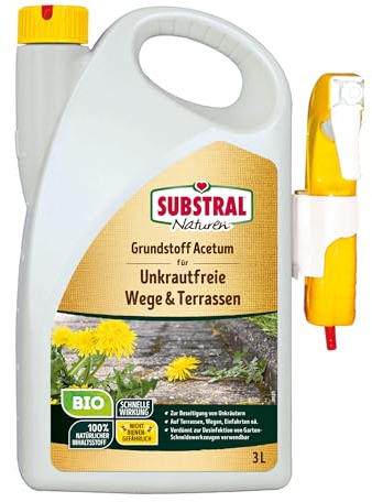 Substral Naturen Grundstoff Acetum, 3L Spray, unterstützt die Unkrautbeseitigung auf Wegen, Terrassen oder Hauszufahrten, Grün