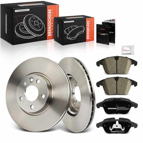 Frankberg Brake Kit incl. 2x Brake Disc + 4x Brake Pad Front | Compatible with Galaxy WA6 S-Max WA6 V60 I 155 V70 III 135 Replace# 6G912C375F1B