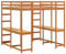 vidaXL Hochbett mit Schreibtisch & Leiter Braun 140x200 cm Kiefernholz, Hochbett mit Schreibtisch, Etagenbett Kinder, Hochbett Massivholz