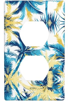 Duplex-Steckdose, dekorative Wandplatte, elektrische Steckdose, Lichtschalter-Abdeckung, Kunst-Blende, Schalterplatte für Heimdekoration, 11,4 x 7 cm, Strandpalmen-Drucke