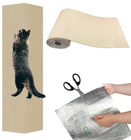 Kratzmatte Selbstklebend, Kratzbrett Katze, Kratzschutz Sofa, Anti-Kratz Tape für Möbel, Couch, Wand, Tür - Katzenkratzmatte (Khaki, 100cm x 30cm)