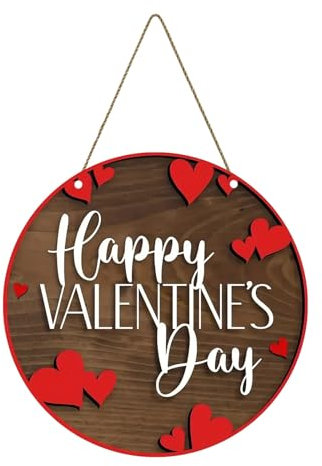 Osterdeko Holzanhänger, kreisförmig, kreative Wanddekoration, Anhänger, Valentinstag-Türschild Leinwand Muttertag (Red, One Size)