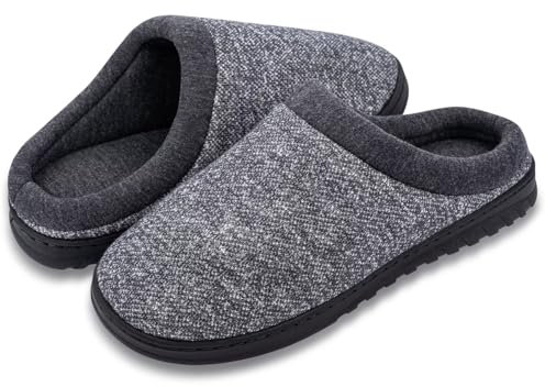 IceCony Hausschuhe Herren Damen Winter Warme Puschen Slipper Mit Rutschfeste Gummisohle Memory Foam Dunkelgrau 40-41 Pantoffeln