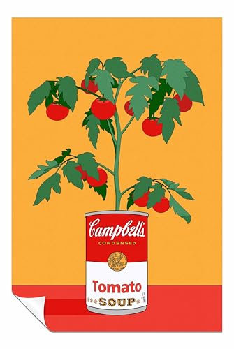 Panther Print Campbells Soup Tomato Plant Retro-Illustration, ungerahmt, Poster, Bilder für Zuhause, Wände, Schlafzimmer, Wohnzimmer und Badezimmer, 61 x 41 cm