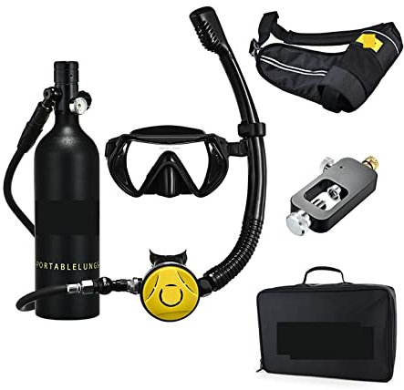 QZCX Botella Aire Buceo, Snorkel Buceo Subacuático Rebreather Equipo Portátil De Buceo Profundo,para Buceo(Blackhead in Black Bottle)