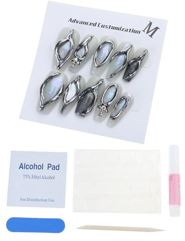 Handmade Press On Nails Rainbow Discoloration Effect Gothic Artistic Tips Effect For A