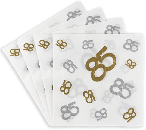 85 Geburtstag Deko Servietten silber/gold - Originelle Geburtstagsdeko 85 Jahre für einen gelungenen 85 Geburtstag Frau oder Mann - Tiwoca