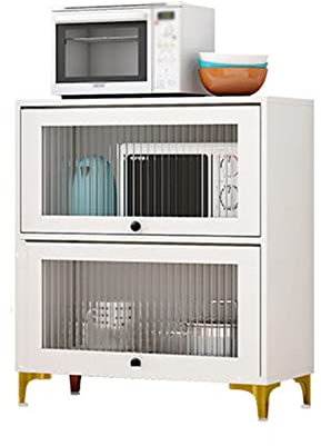 NEBE Sideboard Cupboard Sideboard Modern Minimalist Shelf Floor Multi-layer Shelf Tableware Locker Kitchen Microwave Oven Locker (white) Kitchen Storage(A)