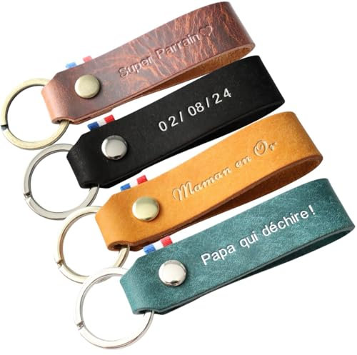 Porte-clés en Cuir Véritable - Fabriqué à la Main en France - Personnalisable