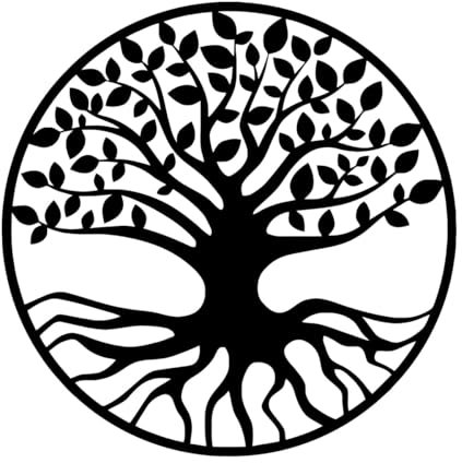 Sticker mural arbre de vie Yggdrasil arbre du monde mythologie nordique scandinave autocollant mural vinyle Art décoration de la chambre décalcomanie murale-S-30x30cm-Black
